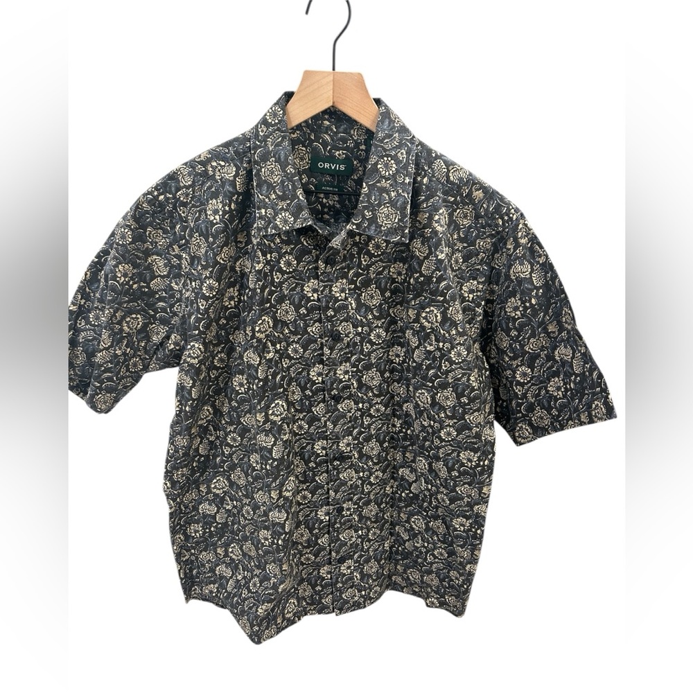 Orvis Men’s Floral Short Sleeve Button-Up Shirt – Size L – Active Fit